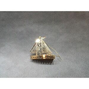 Vintage 1983 Christmas Fantasy Sailboat Ornament 24kt Gold Plated Nautical Boat